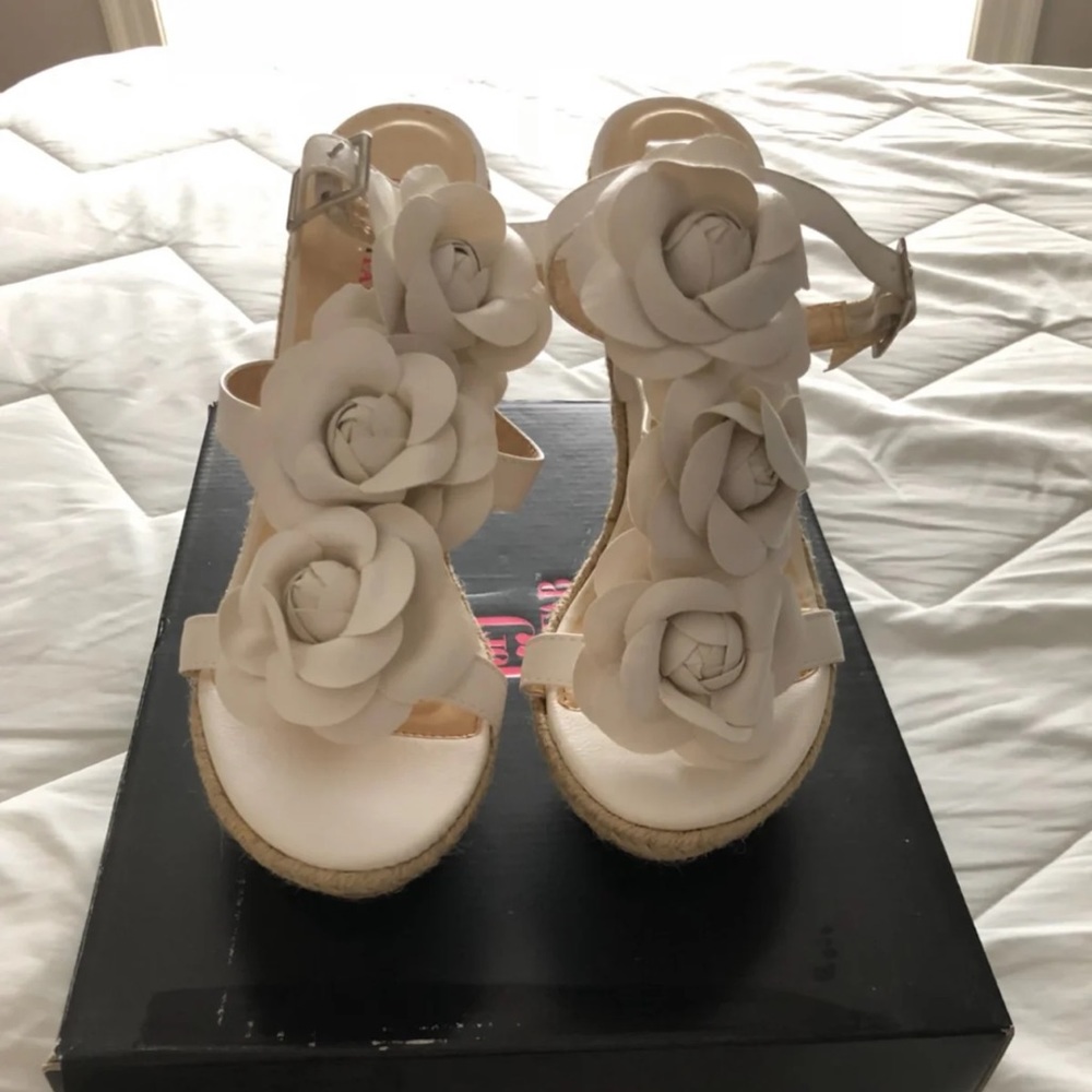 JustFab Flower Wedges